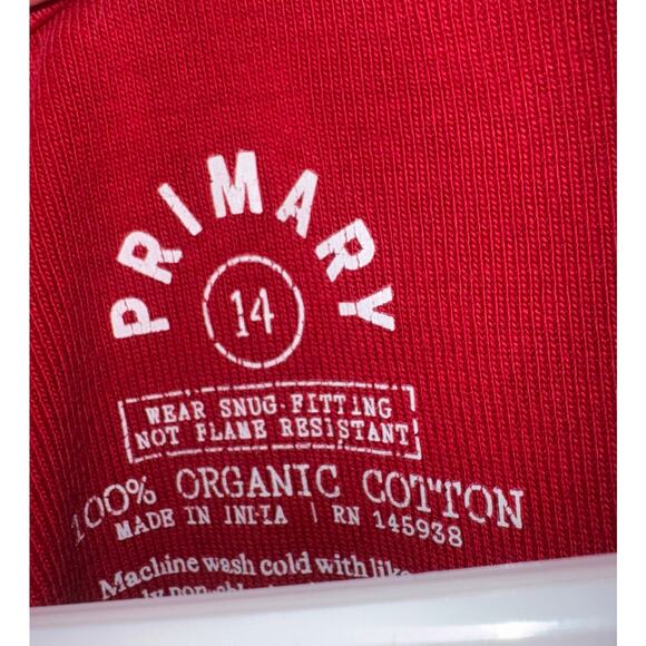 Primary Kids Organic Cotton Crewneck Shirt Long Sleeve Red Soft Size 14 Basic - Picture 3 of 3